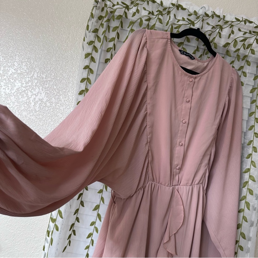 Elegant Pink Ruffle Dress - Picture 2 of 4
